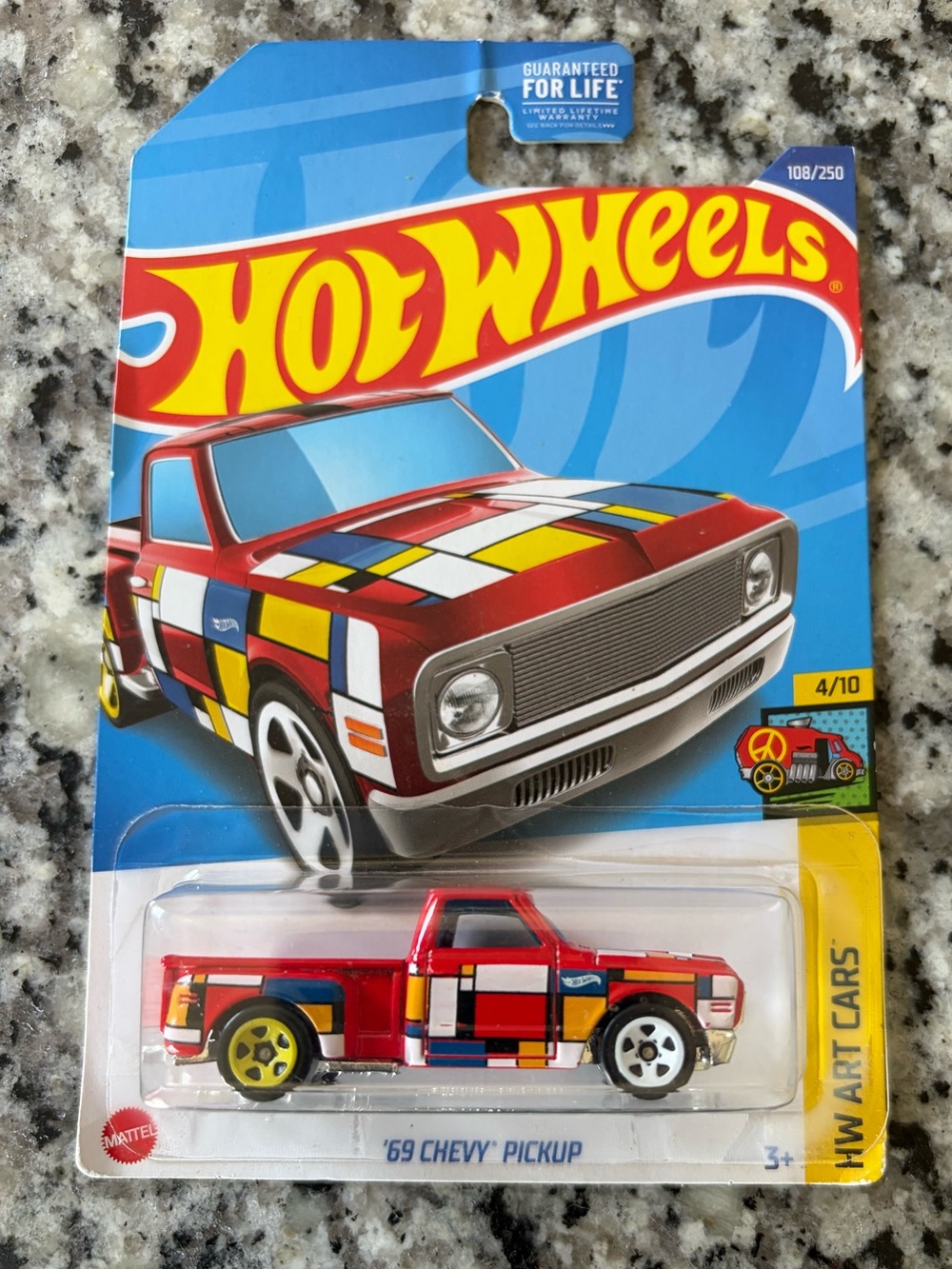Hot Wheels '69 Chevy Pickup Red Multi-Color Die-Cast Toy